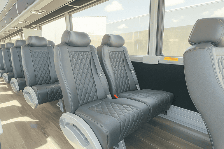 interior of Danbury Coach Bus Service charter bus