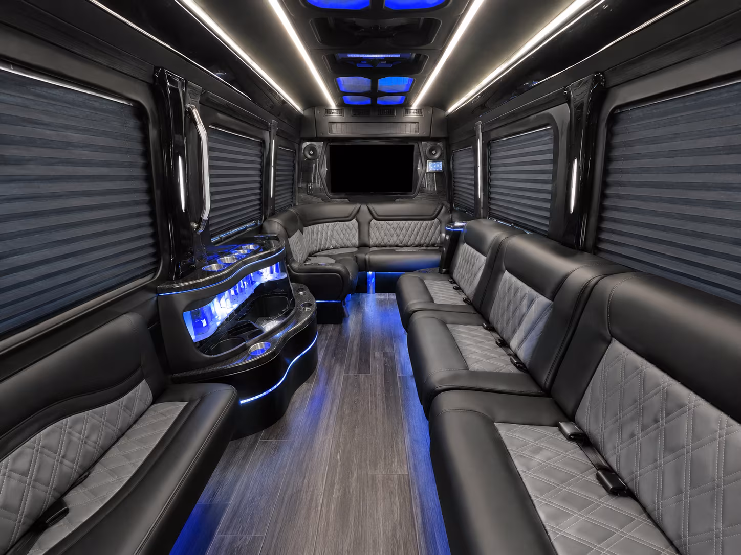 danbury 40 passenger party bus interior